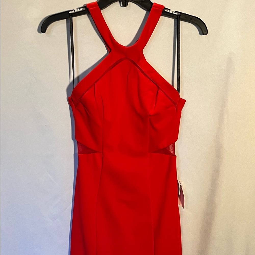 Red mini halter dress